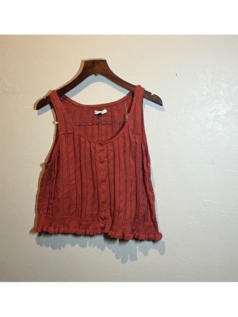 American Eagle Rust Orange Knit Button Front Tank Top XL